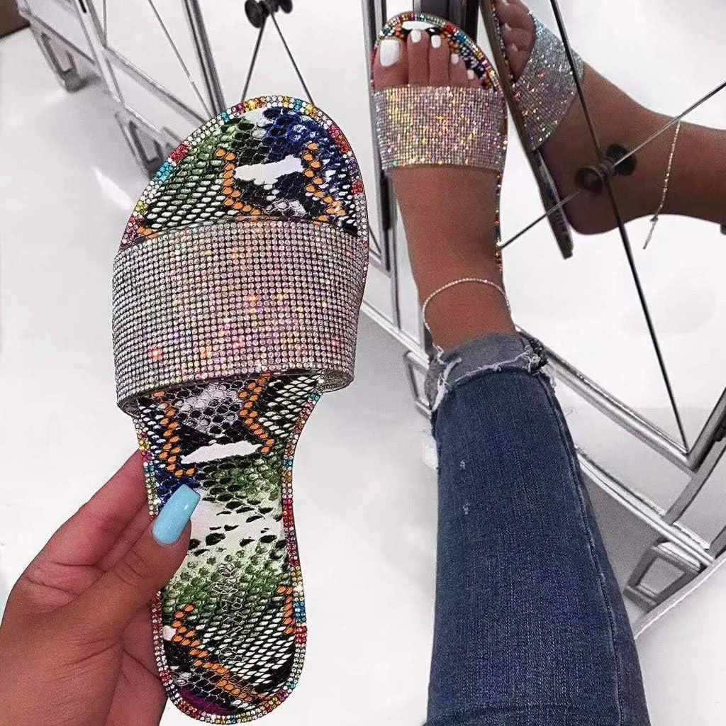 Sandals for Women Wide Width,2020 Fashion Comfy Platform Sandal Comfortable Snakeskin Shoes Summer Beach Travel Flip Flops
