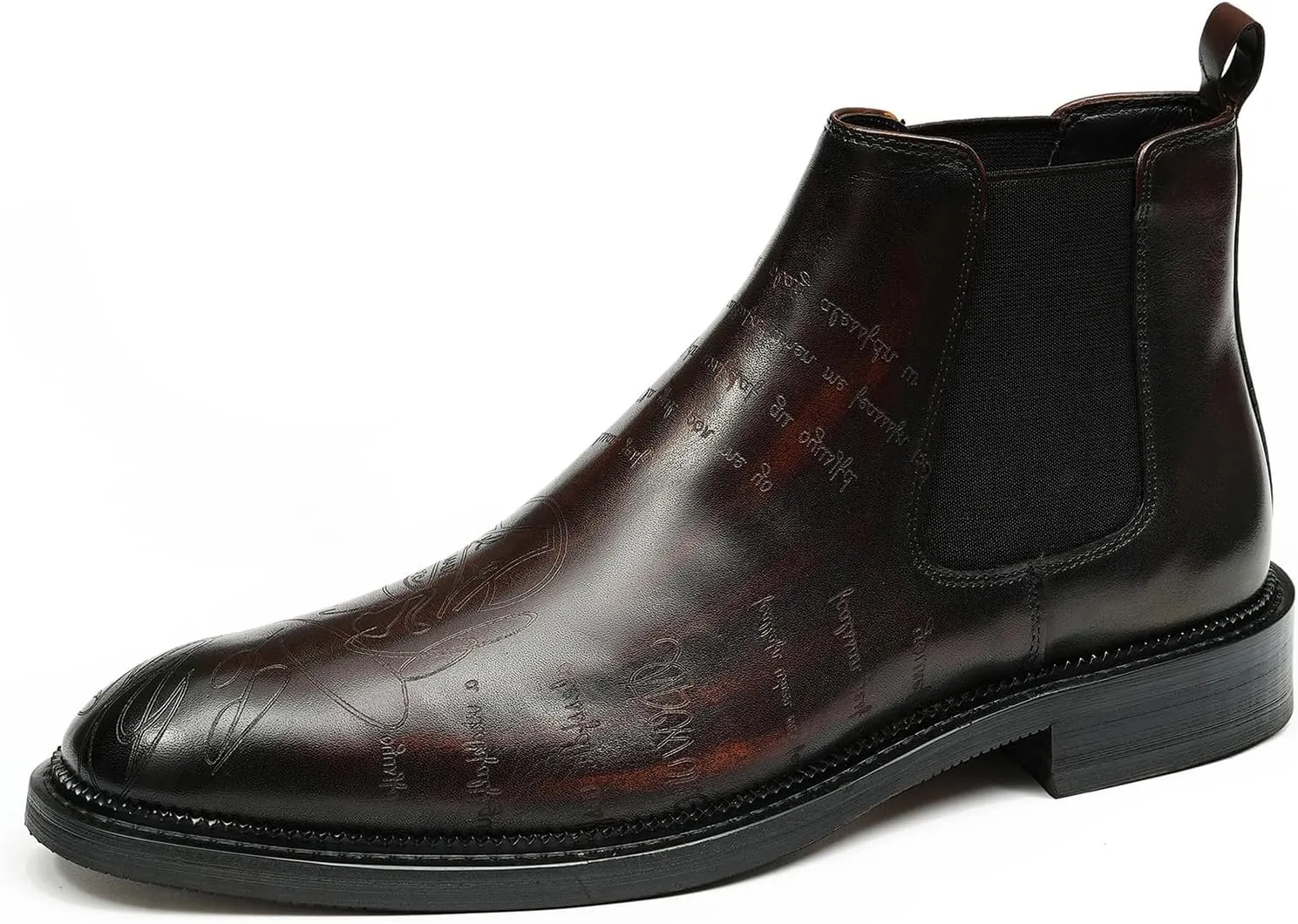 Santimon Men's Genuine Leather Pionted Toe Chelsea Boots Dress Formal Winter Warm Cotton Ankle Brogues Boots