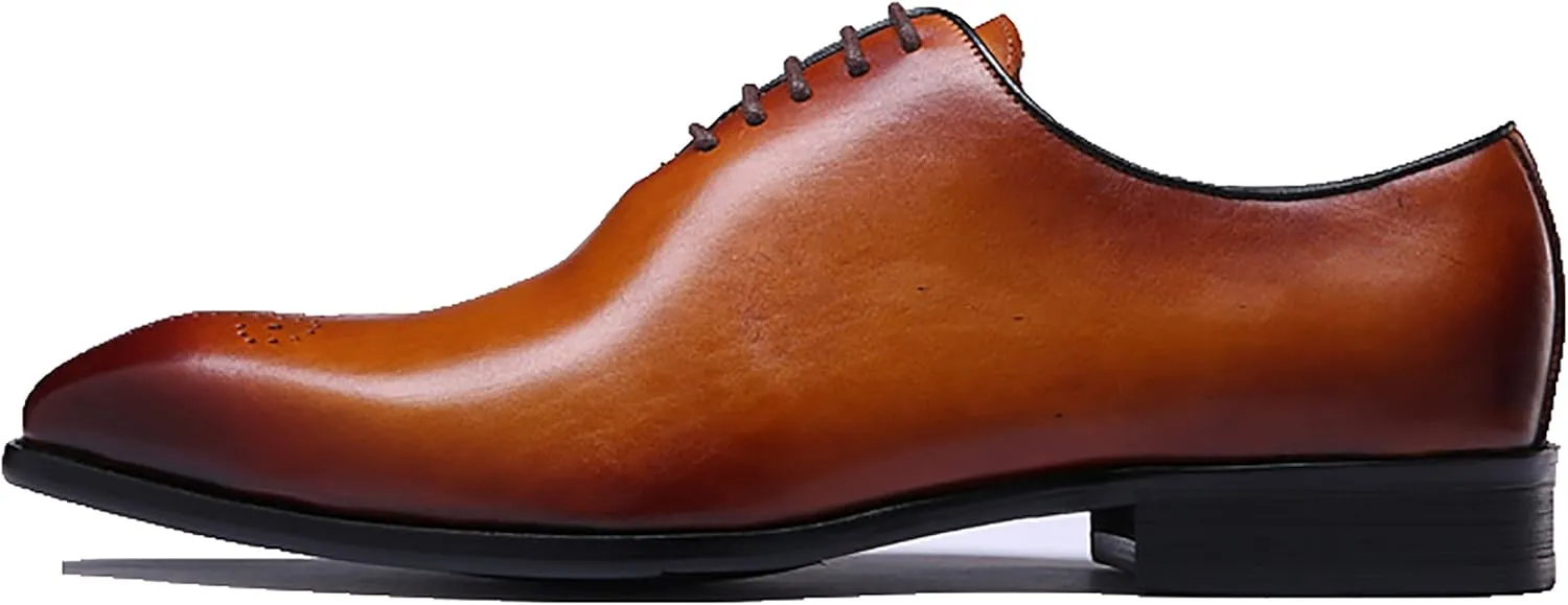 Santimon Men's Leather Handmade Fashion Brogues Oxfords Shoes Comfortable Dress Formal Derby Shoes