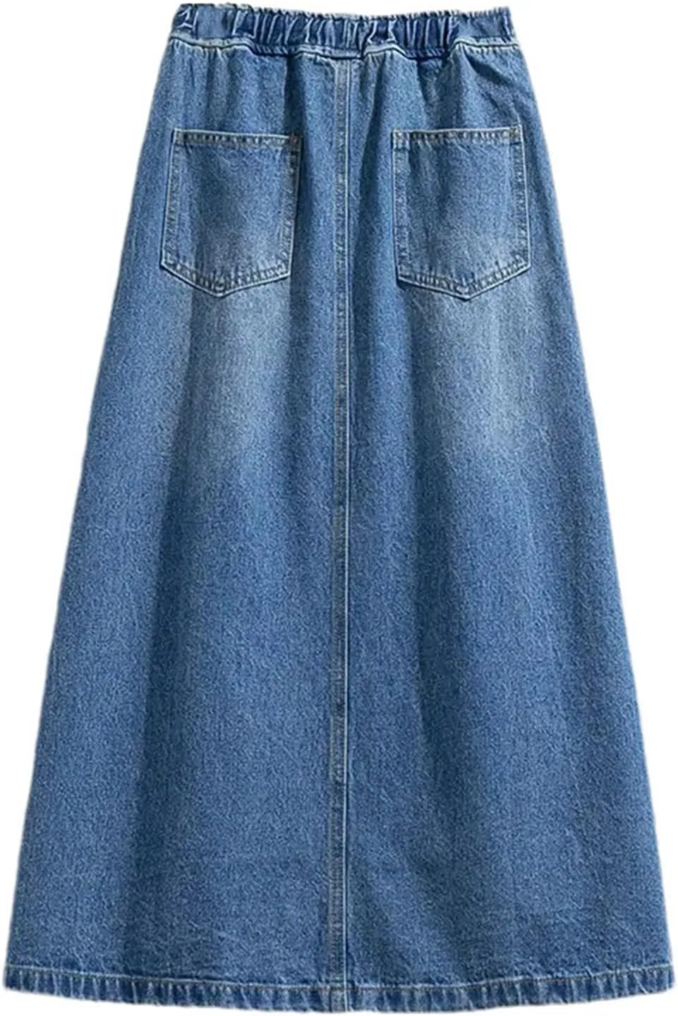 SaoBiiu Women High Waist Denim Skirt Spring Summer Casual Solid Loose A-Line Midi Skirts