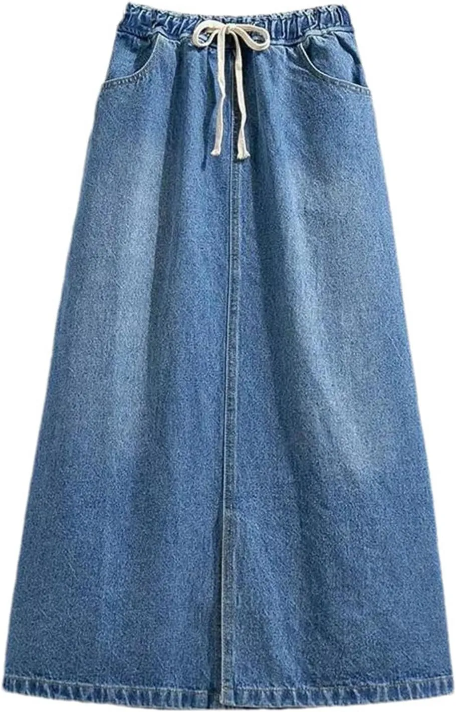 SaoBiiu Women High Waist Denim Skirt Spring Summer Casual Solid Loose A-Line Midi Skirts