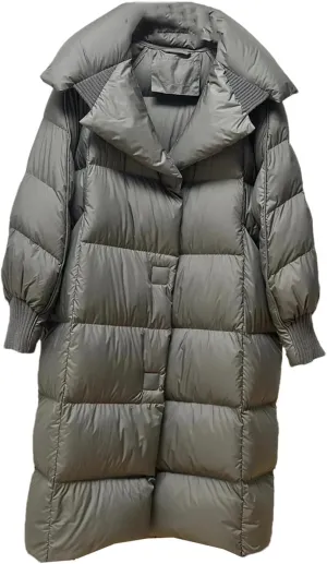 SaoBiiu Women Puffer Jacket The Knee Winter Parka Coat Thicken Warm Loose Casual Down Jacket