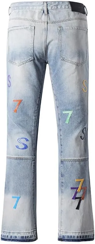 SHION7 Relaxed Bell Bottom Jeans for Men, Hip Hop Streetwear Flared Denim Pants, Men's Stylish Crafted Jean Trousers