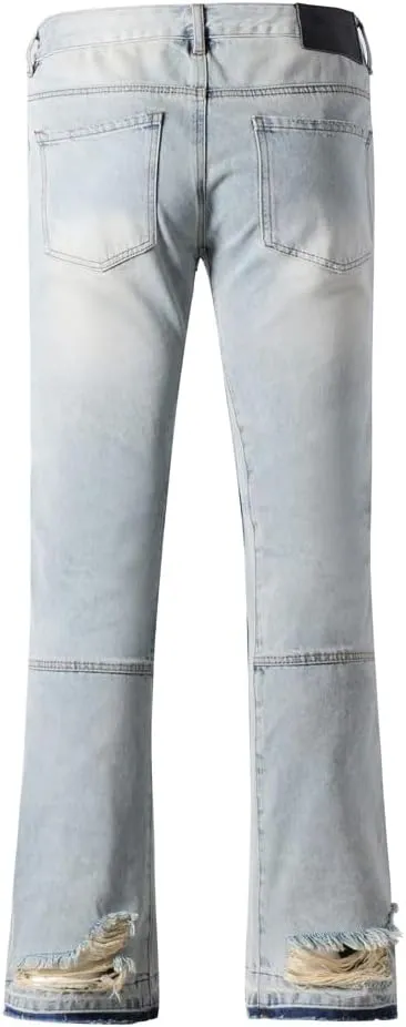 SHION7 Relaxed Bell Bottom Jeans for Men, Hip Hop Streetwear Flared Denim Pants, Men's Stylish Crafted Jean Trousers
