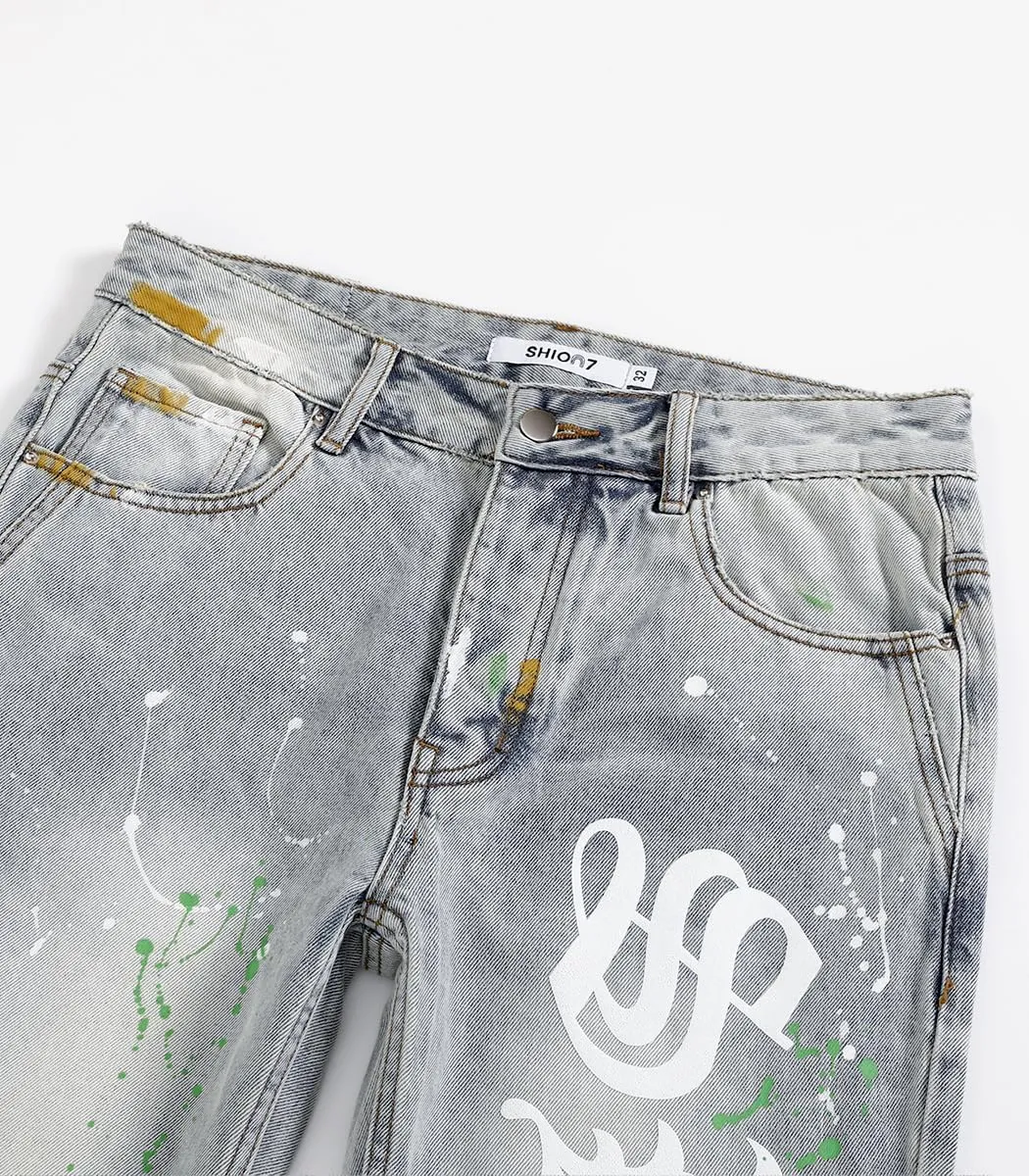 SHION7 Relaxed Bell Bottom Jeans for Men, Hip Hop Streetwear Flared Denim Pants, Men's Stylish Crafted Jean Trousers