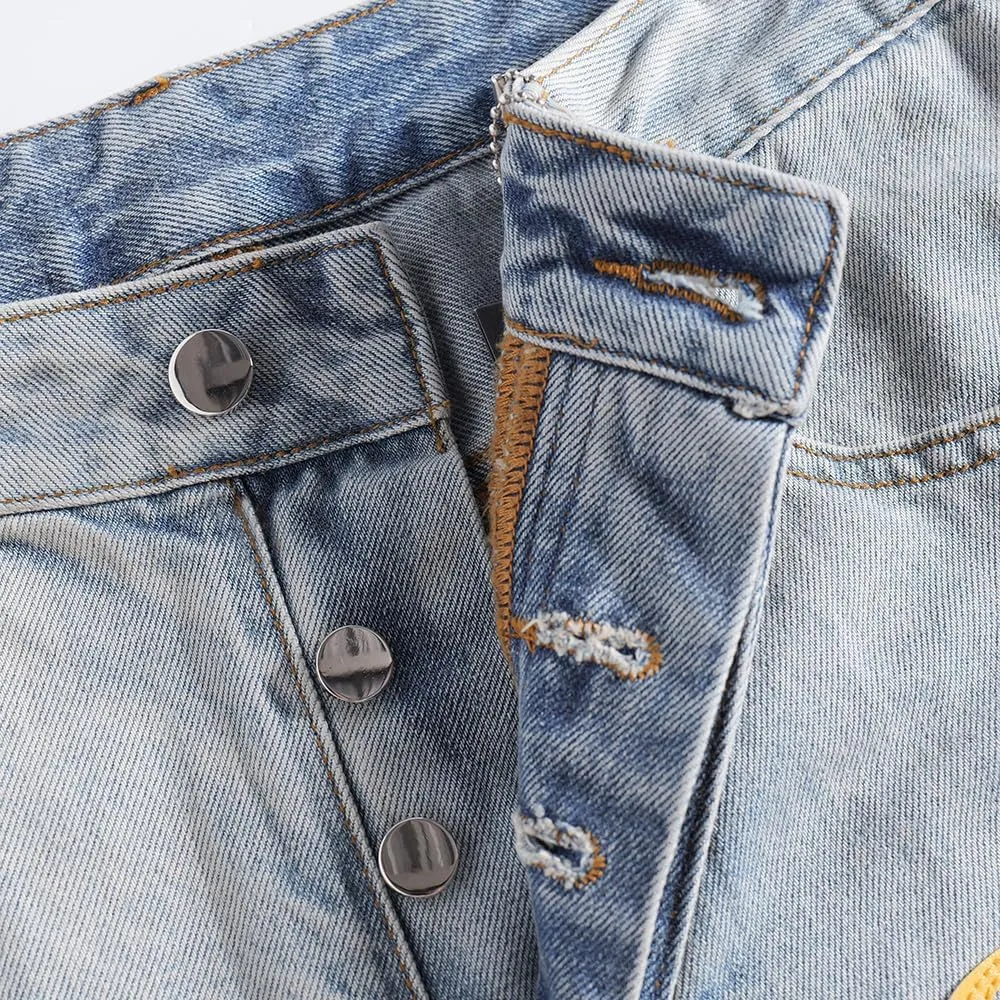 SHION7 Relaxed Bell Bottom Jeans for Men, Hip Hop Streetwear Flared Denim Pants, Men's Stylish Crafted Jean Trousers