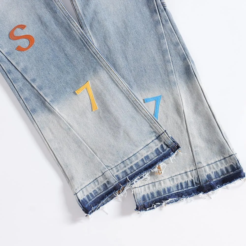 SHION7 Relaxed Bell Bottom Jeans for Men, Hip Hop Streetwear Flared Denim Pants, Men's Stylish Crafted Jean Trousers