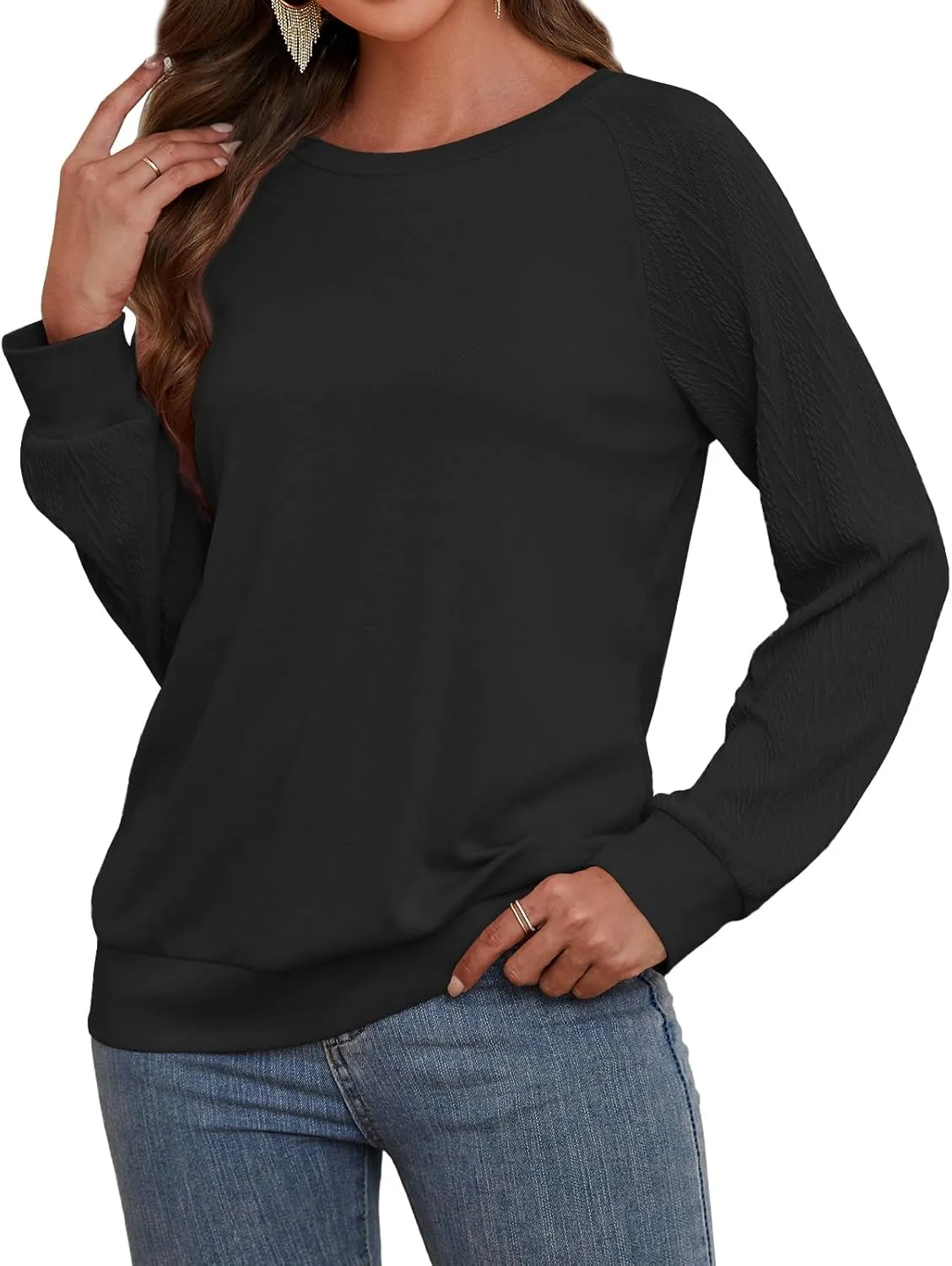 Shirts for Women Lightweight Business Casual Long Sleeve Crewneck Tops Womens Fashion 2025