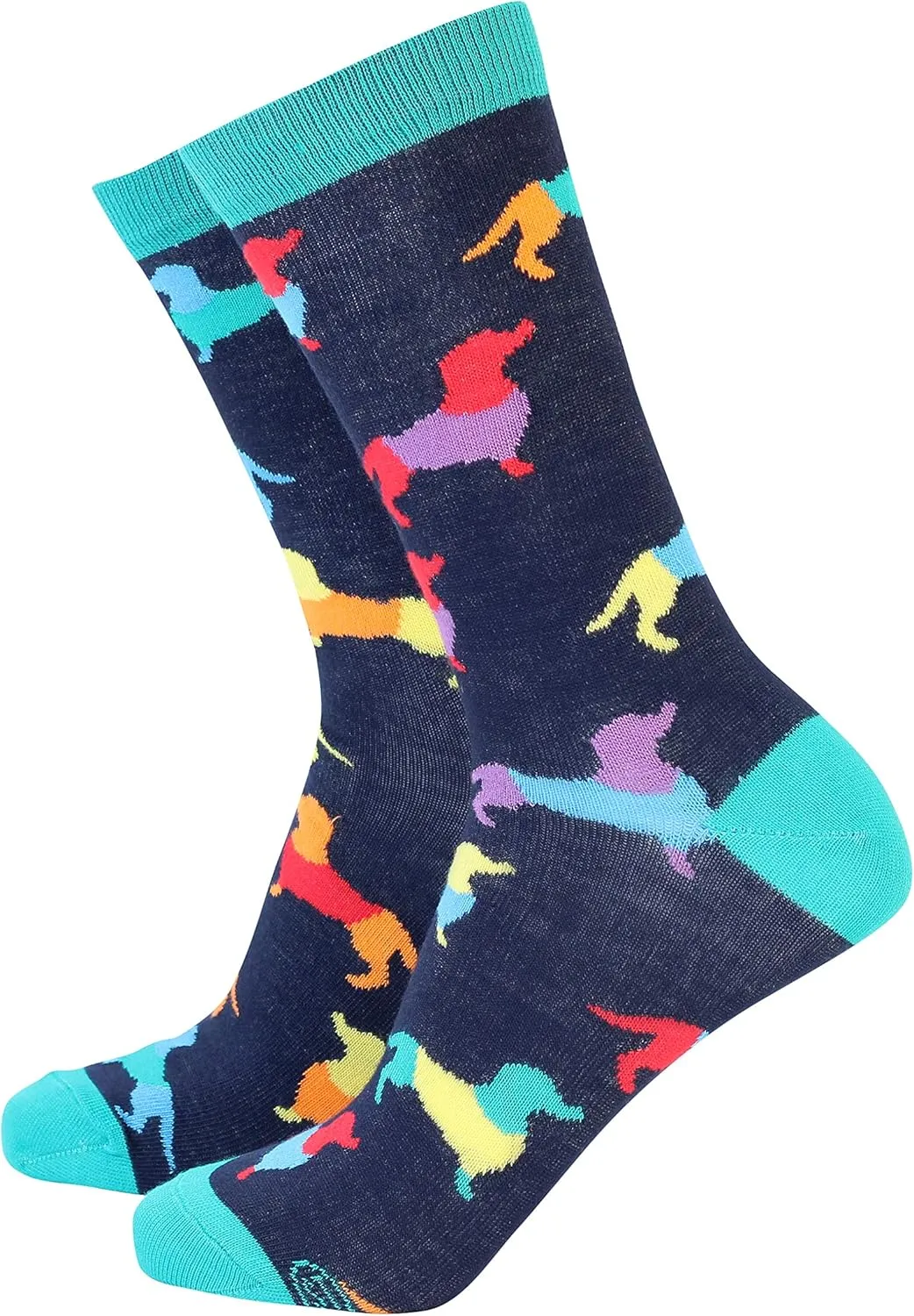 Smiling Faces MAKING SMILES SINCE 2001 Sock Therpay Womens Novelty Socks Funky Pattern Colorful Fun Dress Socks Smart Design Comfortable Socks - Dachshunds