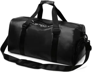 Sports bag & travel Duffel bag for men and women - with shoe compartment & wet compartment Waterproof Weekend Overnight Carry on Bag Hospital Holdalls (Black)