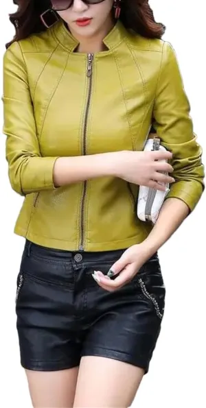 Spring Leather Jacket Women Casual Leather Outerwear Women's Moto Biker Zipper Jackets