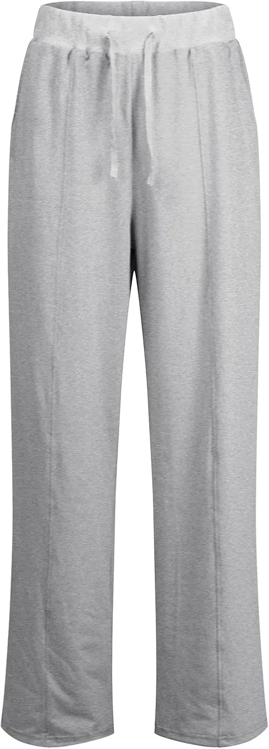 Straight Wide Leg Sweatpants for Women Baggy Drawstring Low Rise Flare Sweatpants Oversized Lounge Pants with Pocket