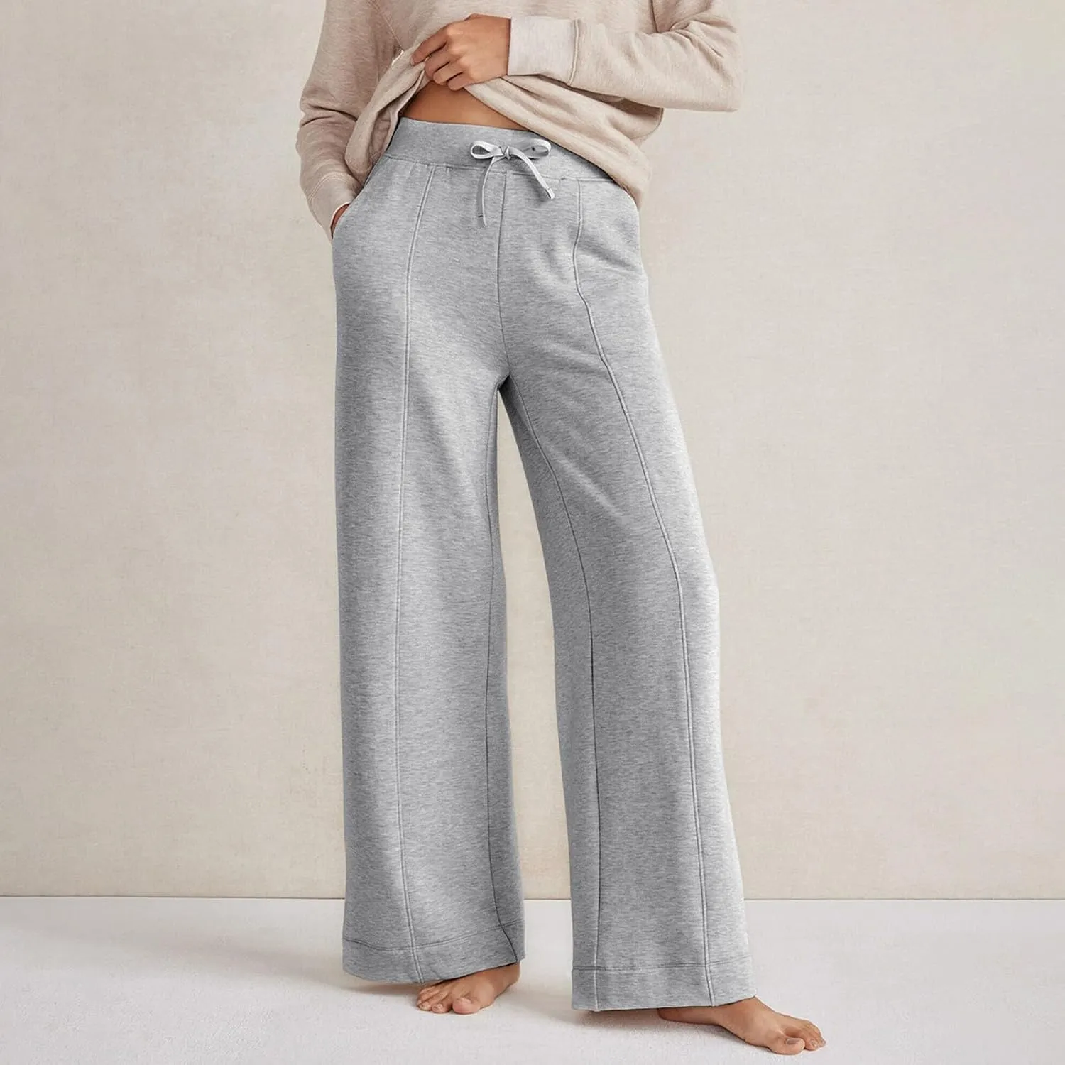 Straight Wide Leg Sweatpants for Women Baggy Drawstring Low Rise Flare Sweatpants Oversized Lounge Pants with Pocket