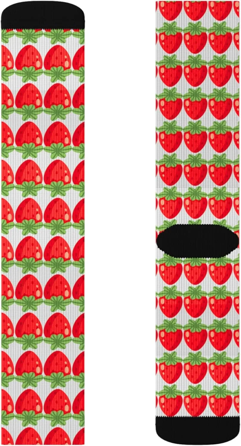 Strawberry Socks for Women Men  Fun Fruit Pattern Crew Socks Colorful Cute Novelty Gift Comfy Casual Wear.