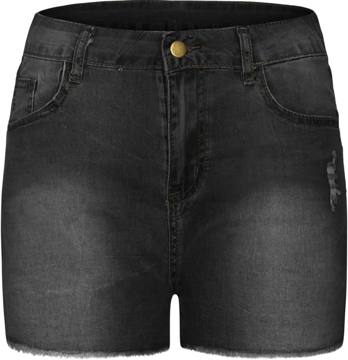 Stretchy Jean Shorts for Women High Waisted Butt Lifting Summer Shorts Distressed Raw Hem Booty Denim Shorts