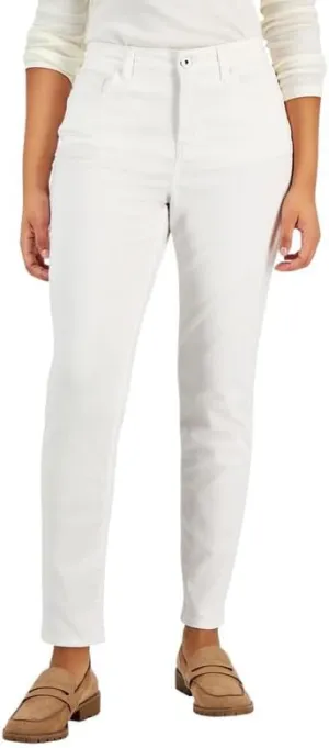 Style & Co Women's Curvy-Fit Mid-Rise Skinny Jeans (Bright White, 18S)