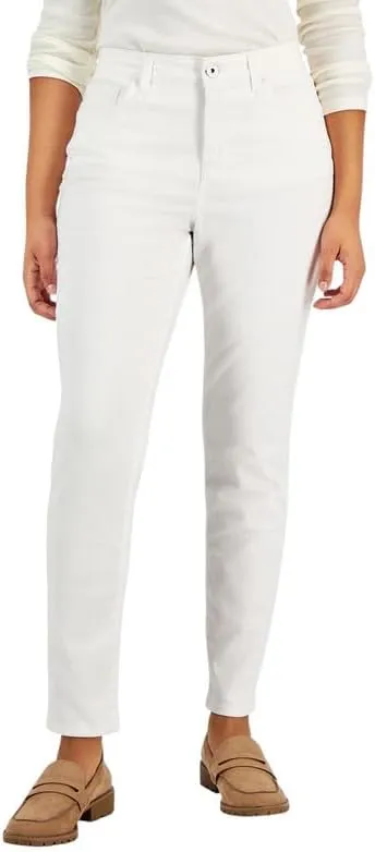 Style & Co Women's Curvy-Fit Mid-Rise Skinny Jeans (Bright White, 18S)