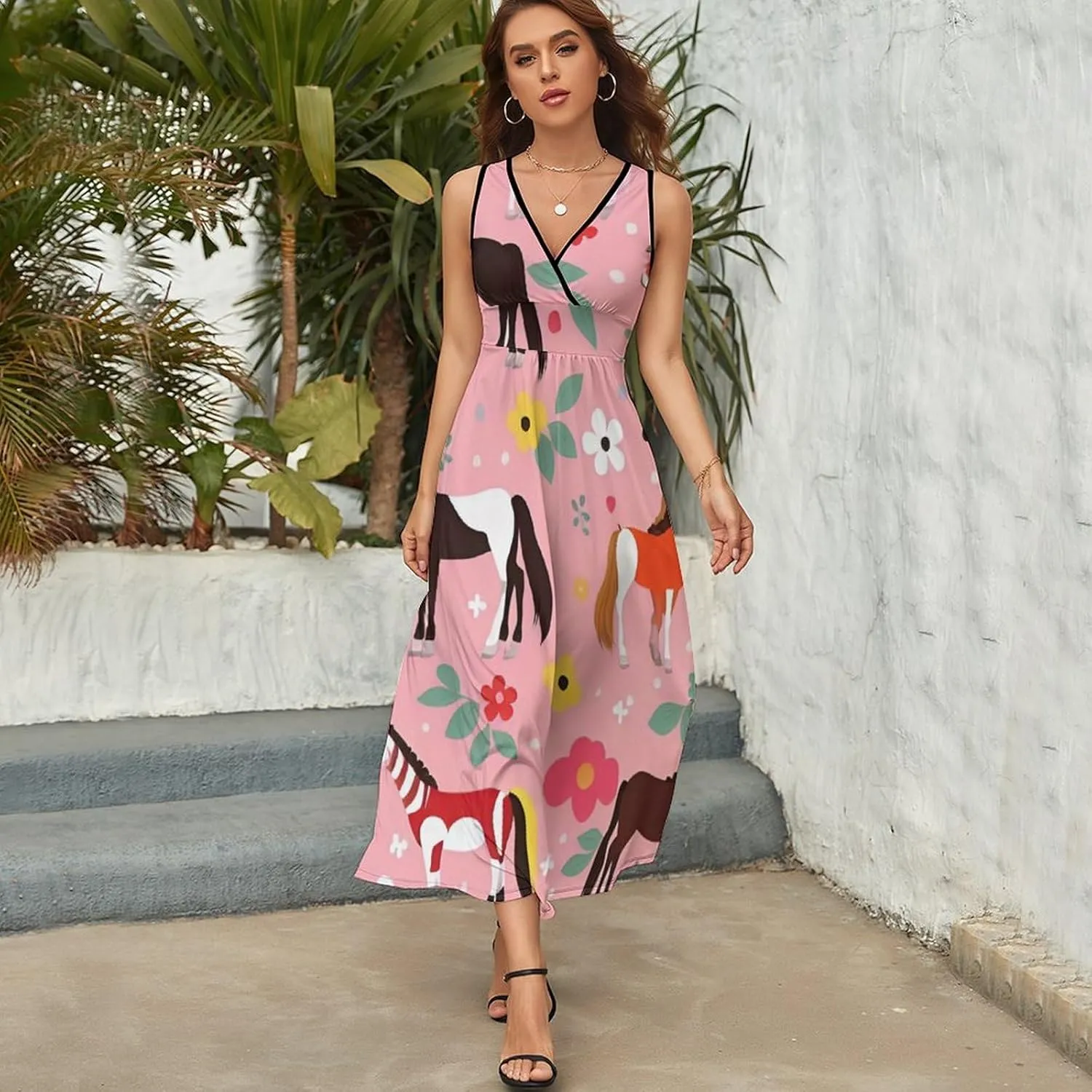 Summer 2025 Tunic Dress Sleeveless Adjustable Beach Party Long Maxi Dress