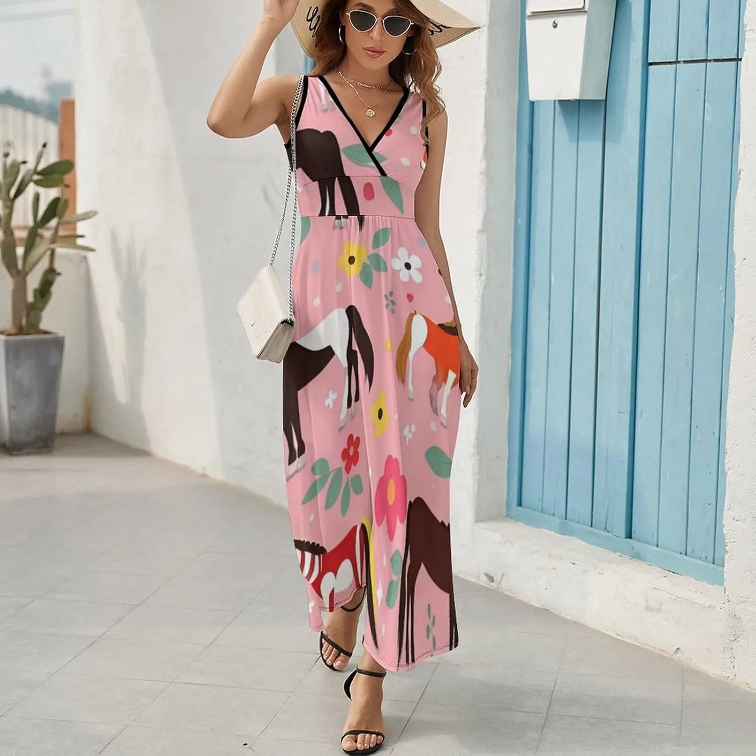 Summer 2025 Tunic Dress Sleeveless Adjustable Beach Party Long Maxi Dress