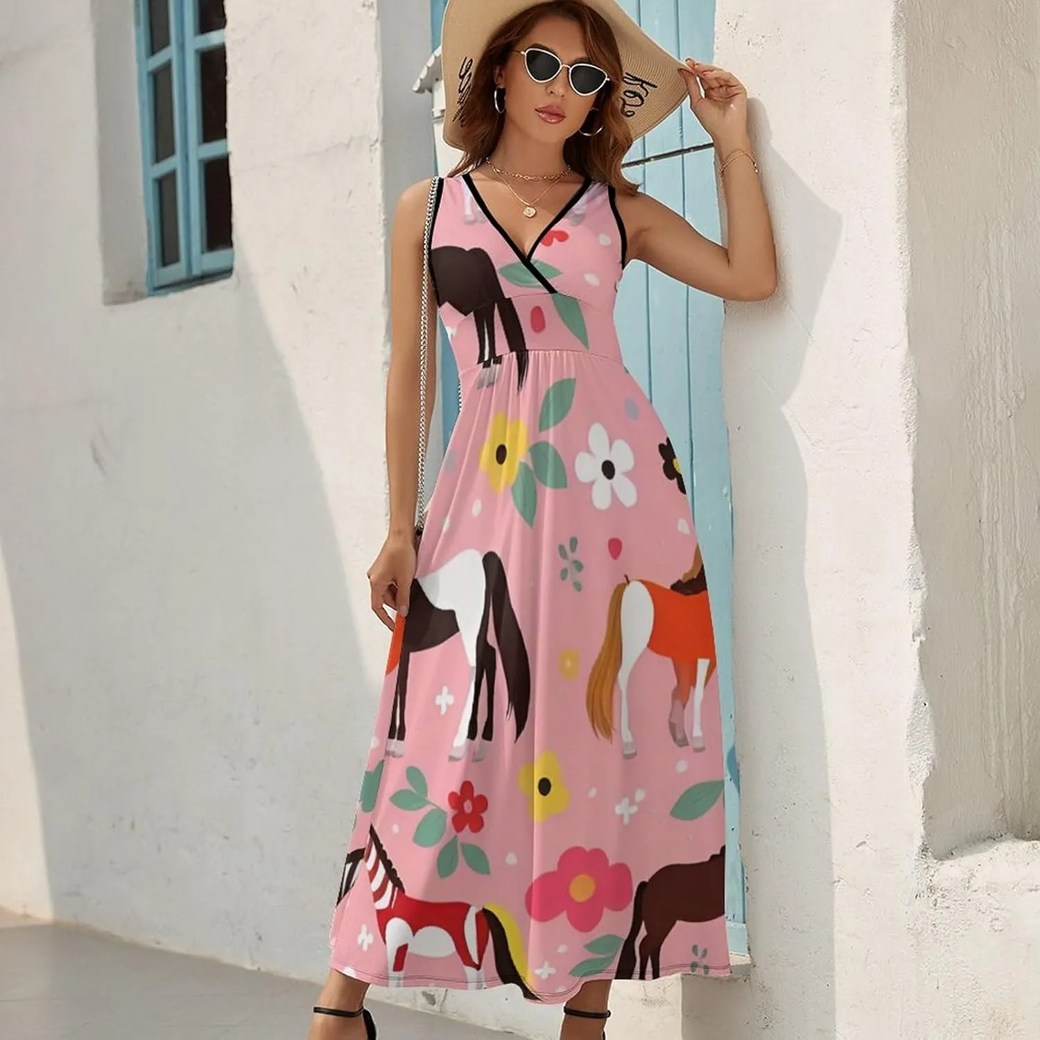 Summer 2025 Tunic Dress Sleeveless Adjustable Beach Party Long Maxi Dress