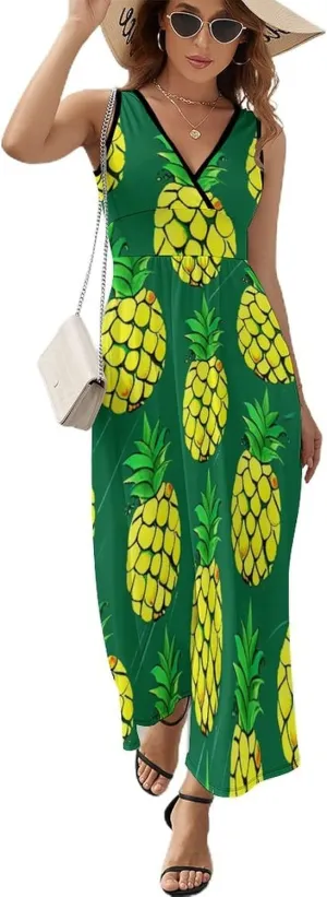 Summer Casual Tunic Dress V-Neck Sleeveless Fitted Beach Swing Dress
