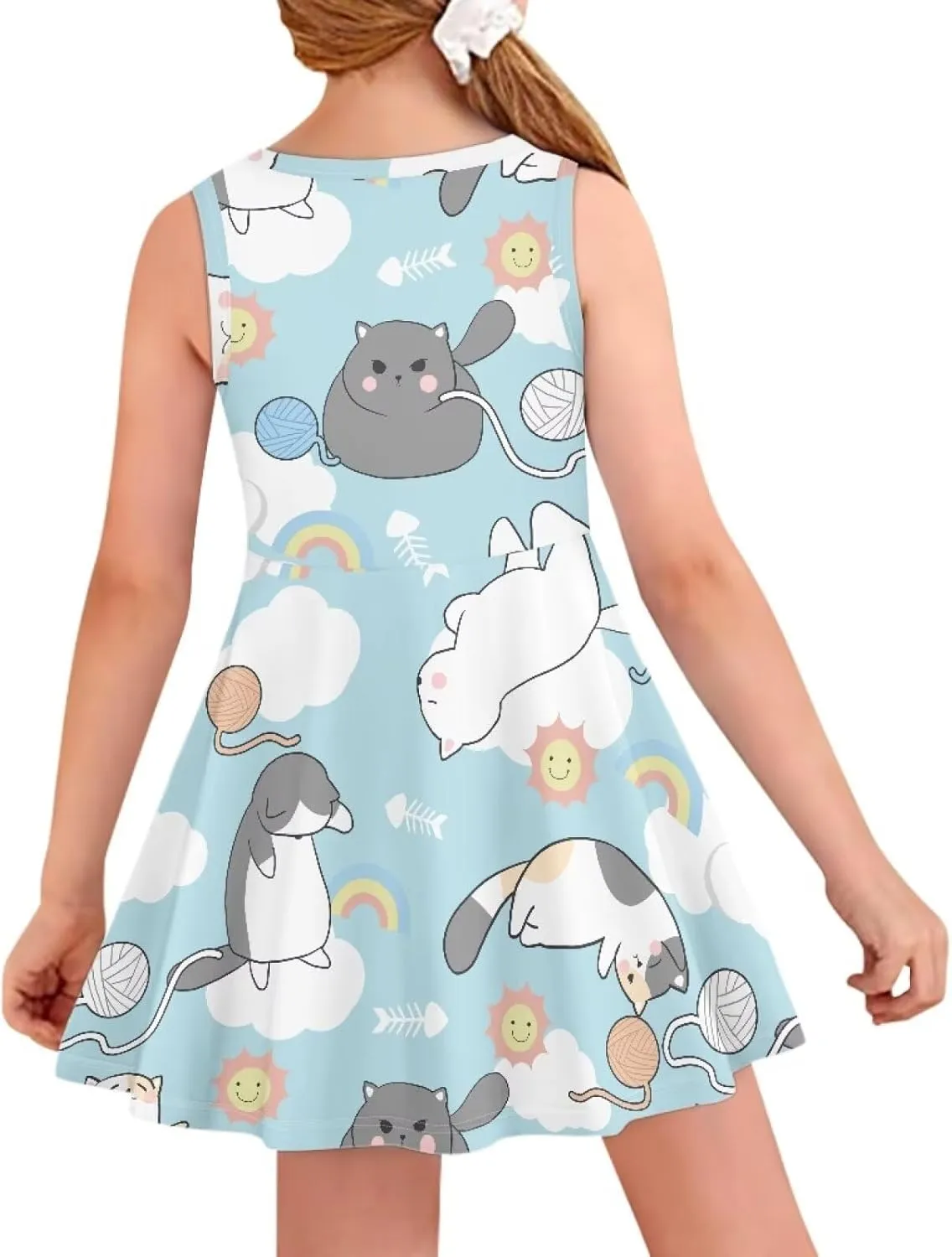 Summer Dresses Girls Elegant Sweet Midi Spring Sundresses Party Dresses Sleeveless Suitable 3-16 Years Old