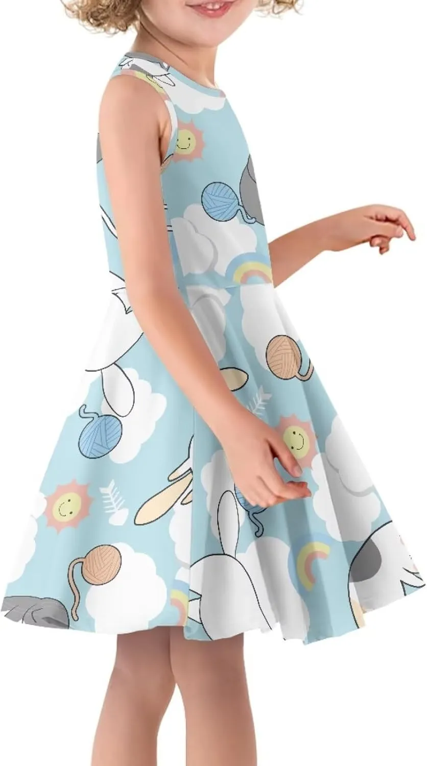 Summer Dresses Girls Elegant Sweet Midi Spring Sundresses Party Dresses Sleeveless Suitable 3-16 Years Old