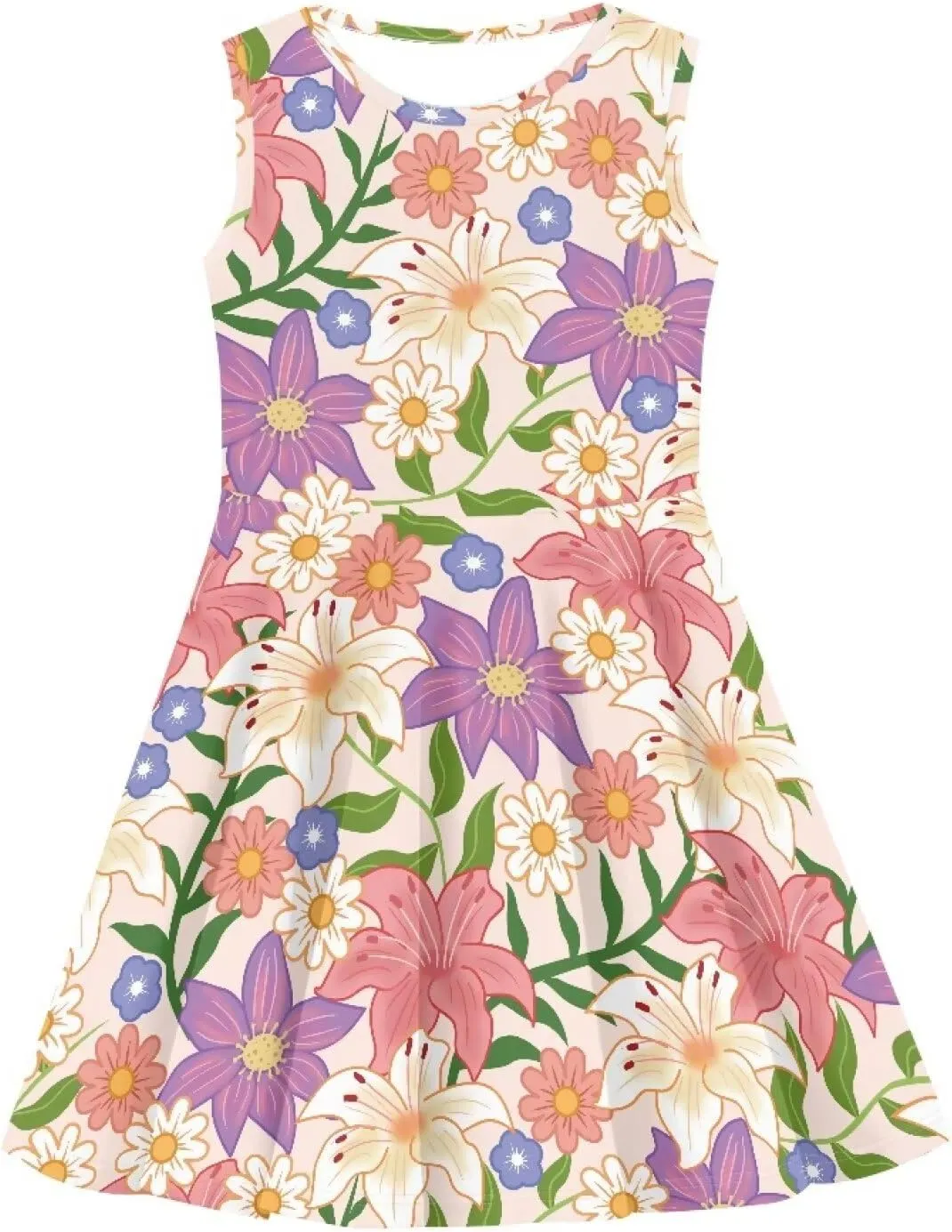 Summer Dresses Girls Elegant Sweet Midi Spring Sundresses Party Dresses Sleeveless Suitable 3-16 Years Old