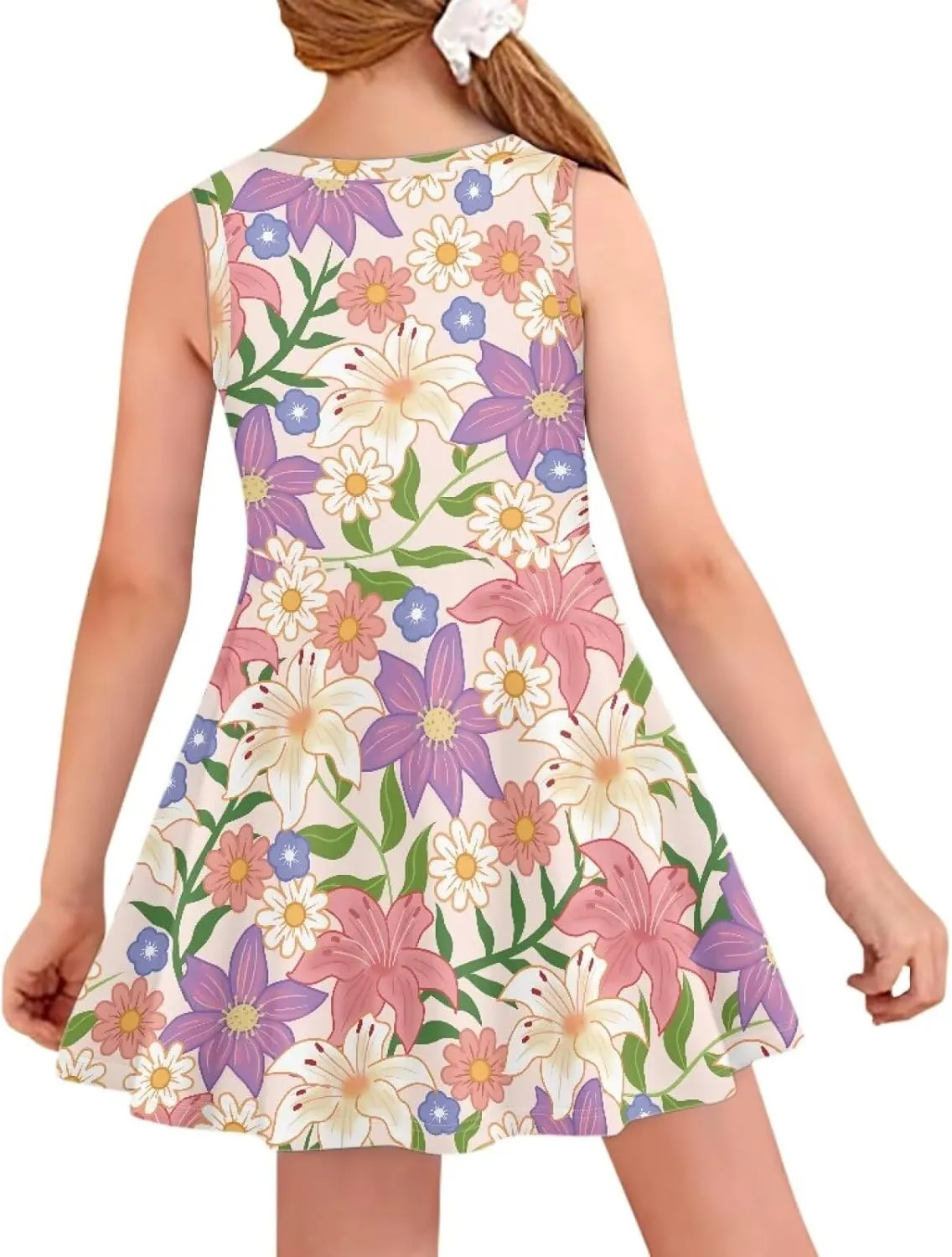 Summer Dresses Girls Elegant Sweet Midi Spring Sundresses Party Dresses Sleeveless Suitable 3-16 Years Old