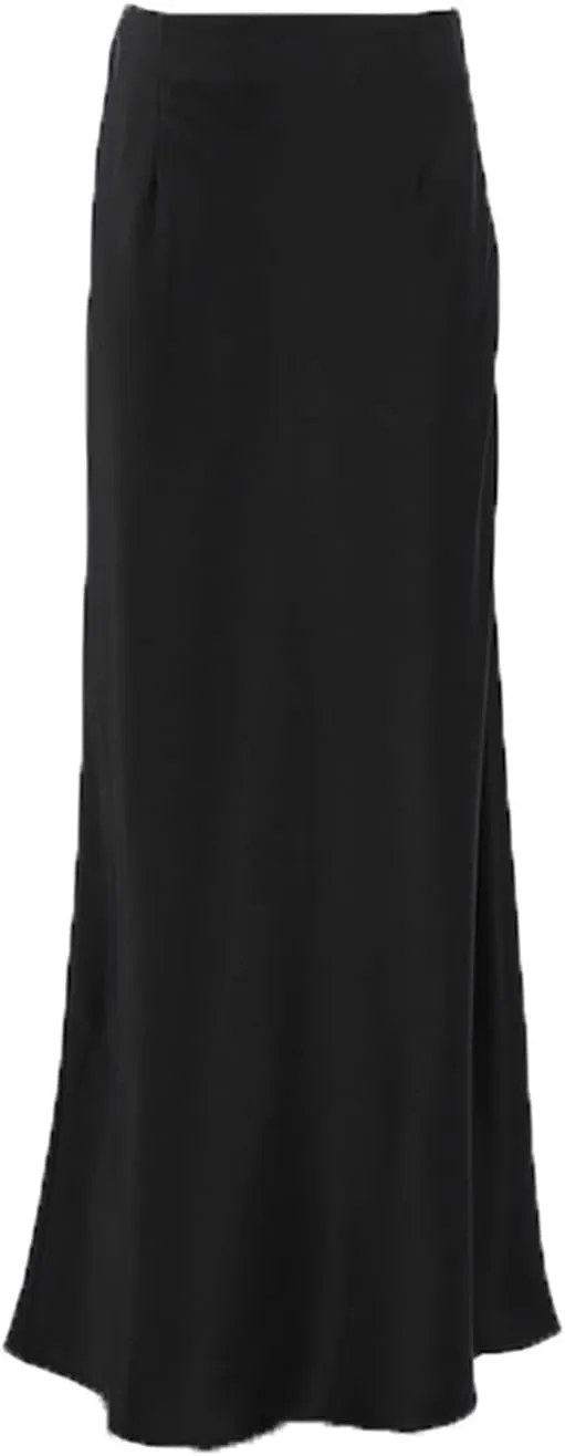 Summer Skirts for Women 2025 Casual Solid Flowy Satin Skirt Long Trendy Travel High Waisted Maxi Fishtail Skirt