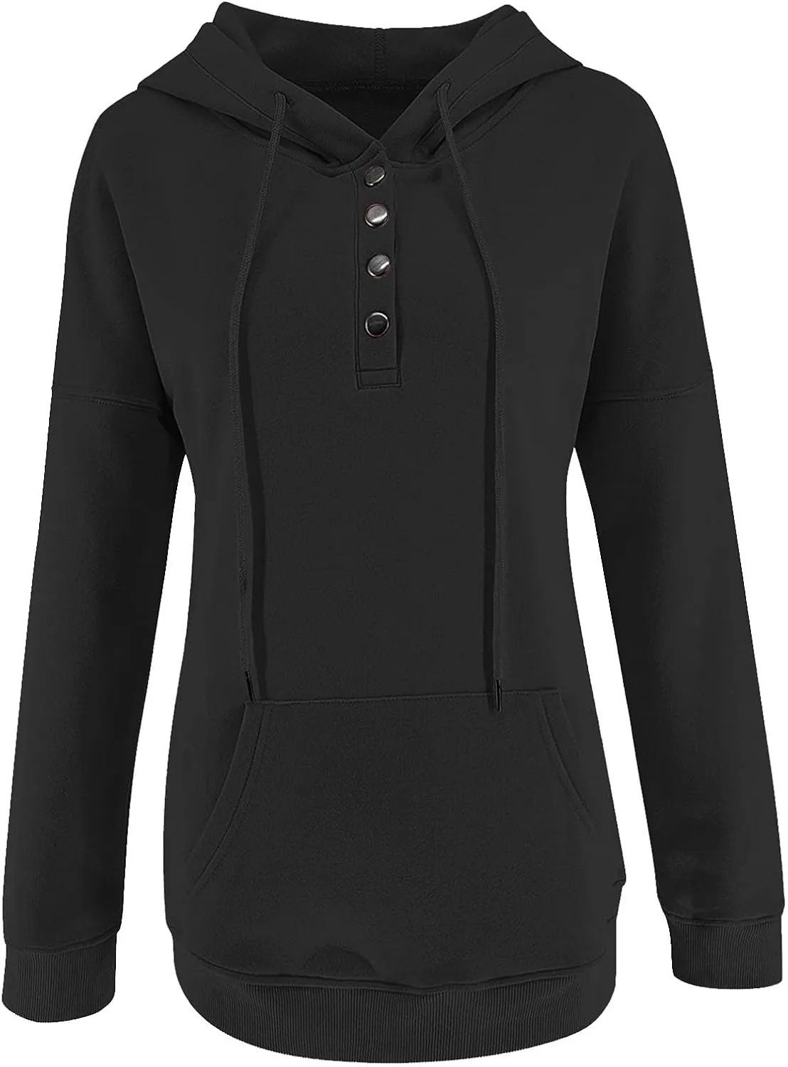 Sweatshirt for Women Fall Womens 2024 Hoodies Button Collar Drawstring Hooded Pullover Sweatshirt Casual Long Sleeve Tops
