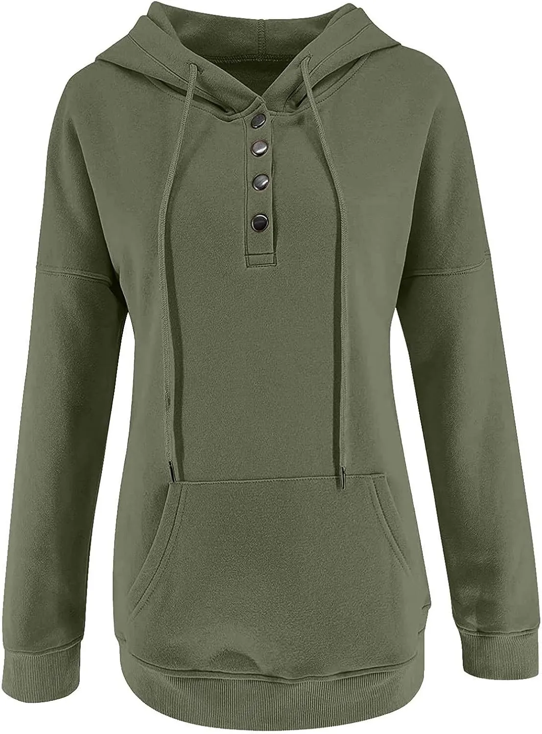 Sweatshirt for Women Fall Womens 2024 Hoodies Button Collar Drawstring Hooded Pullover Sweatshirt Casual Long Sleeve Tops