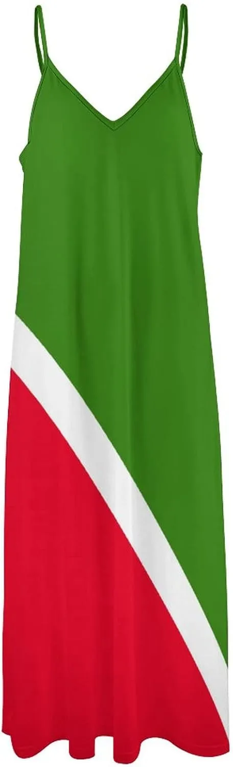 TAIZIYEAH Long Dress Elegant Casual Long Dress Tatarstan Flag Girls Summer Sunshine Beach Skirts for Womens 3XL