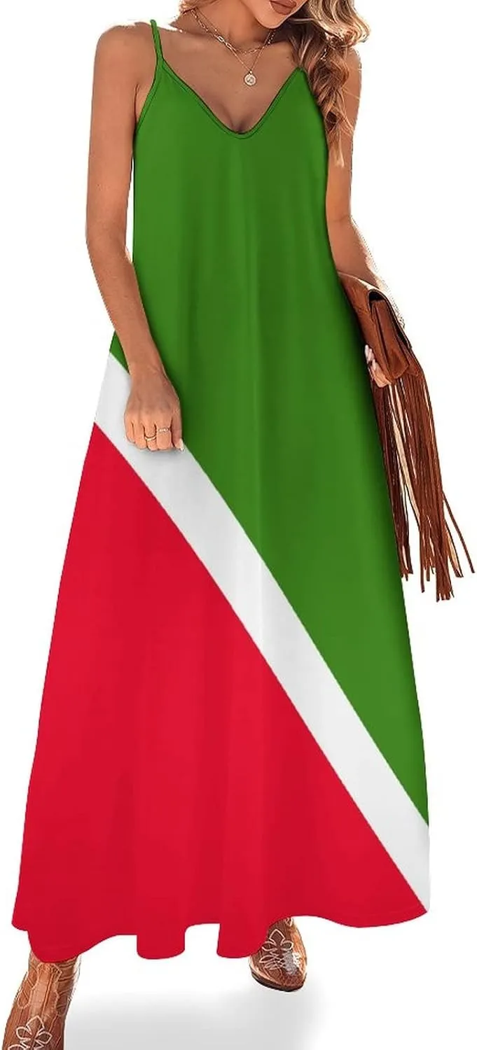 TAIZIYEAH Long Dress Elegant Casual Long Dress Tatarstan Flag Girls Summer Sunshine Beach Skirts for Womens 3XL