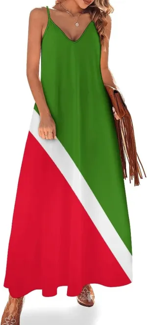 TAIZIYEAH Long Dress Elegant Casual Long Dress Tatarstan Flag Girls Summer Sunshine Beach Skirts for Womens 3XL