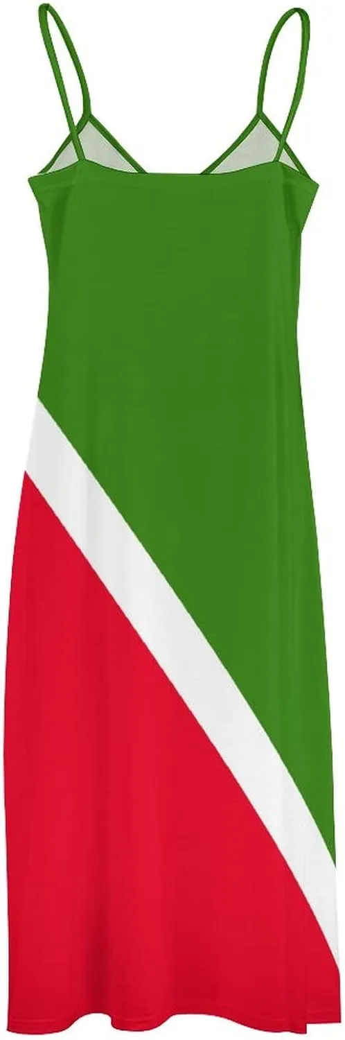 TAIZIYEAH Long Dress Elegant Casual Long Dress Tatarstan Flag Girls Summer Sunshine Beach Skirts for Womens 3XL