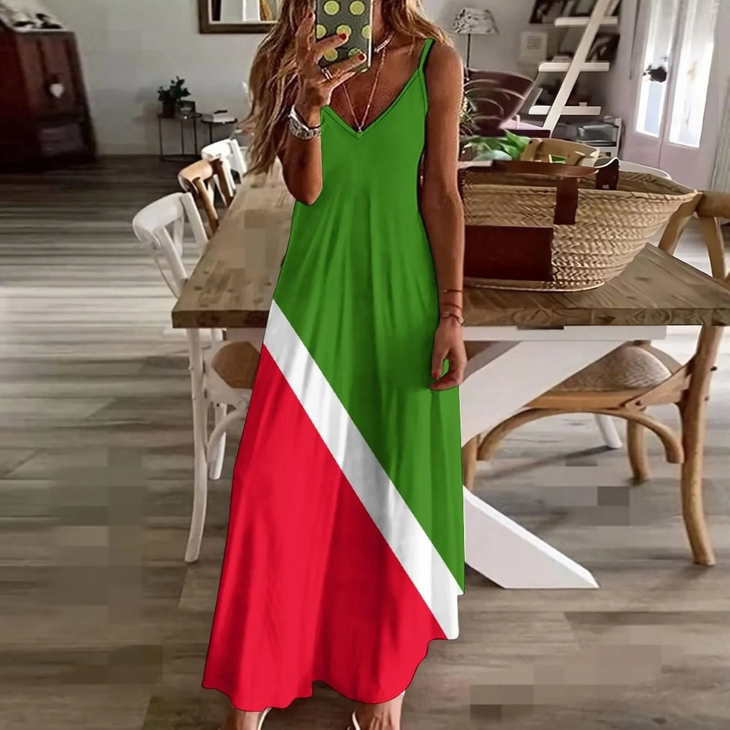 TAIZIYEAH Long Dress Elegant Casual Long Dress Tatarstan Flag Girls Summer Sunshine Beach Skirts for Womens 3XL