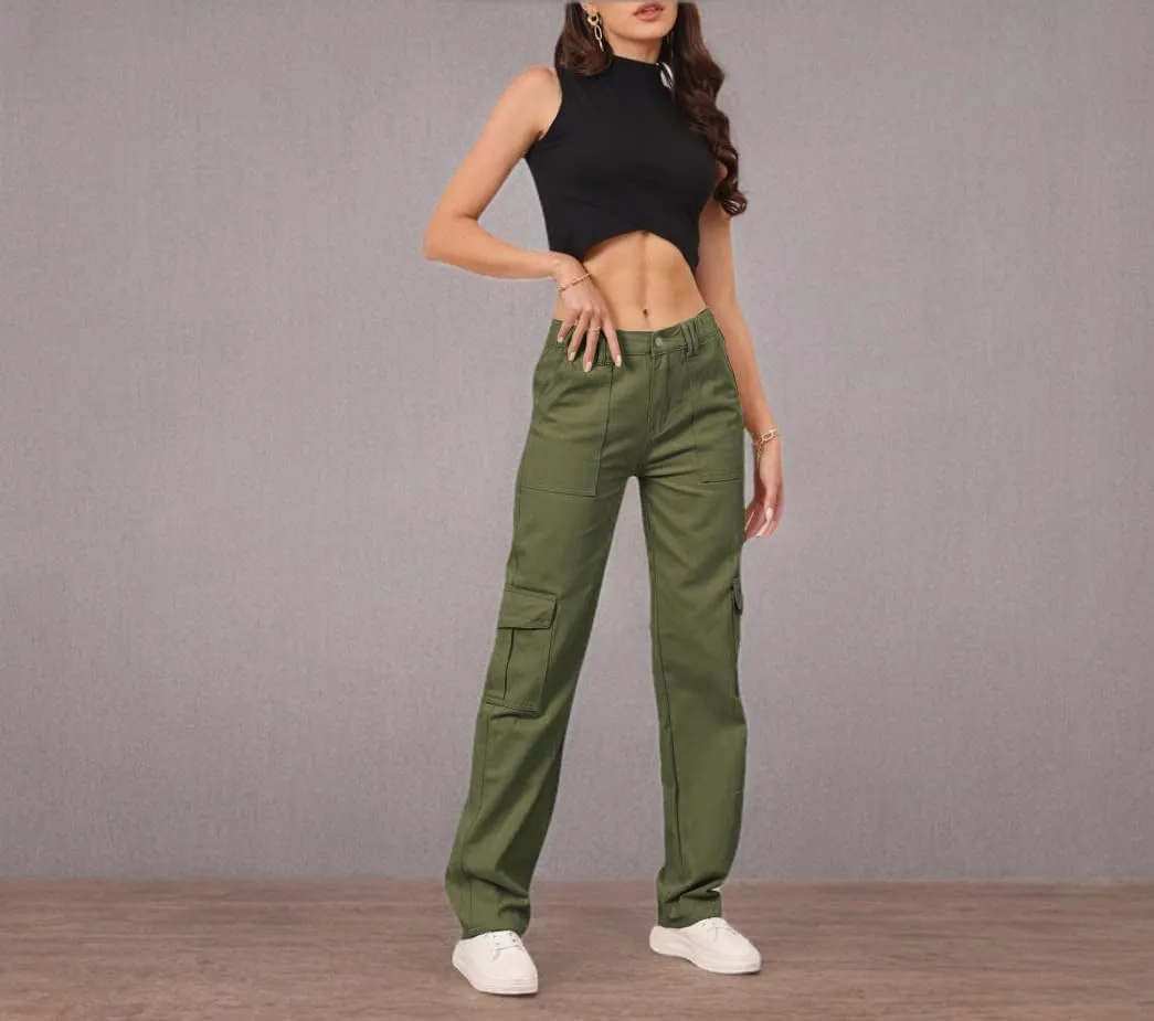 THWEI Cargo Pants for Women High Waisted Casual Pants Y2K Streetwear with 6 Pockets