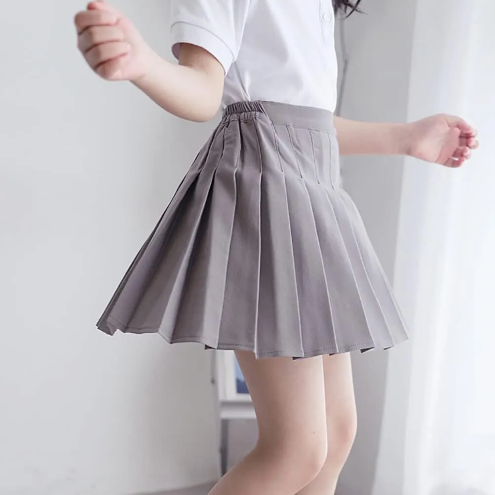 Toddler Baby Girls Pleated Skirt Elastic Waist School Uniform Mini Short Skirt
