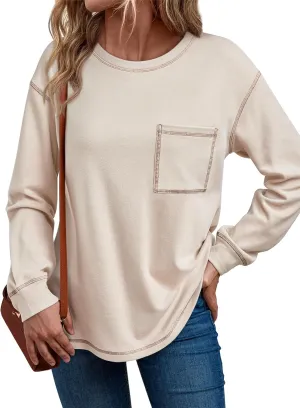 Trendy Queen Womens Crewneck Sweatshirts Long Sleeve Shirts Lightweight Sweaters Fall Tops Fashion Outfits 2025