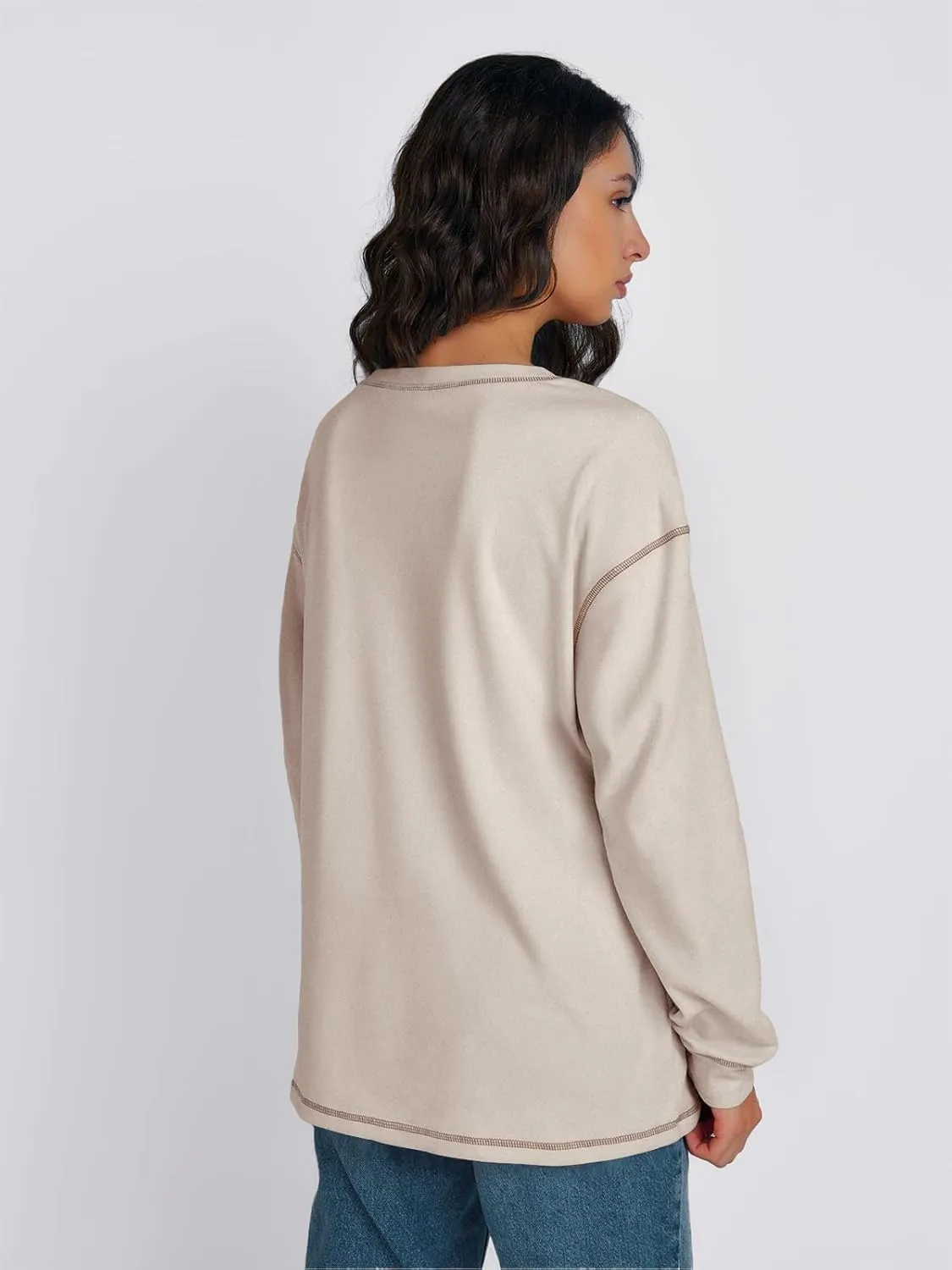 Trendy Queen Womens Crewneck Sweatshirts Long Sleeve Shirts Lightweight Sweaters Fall Tops Fashion Outfits 2025