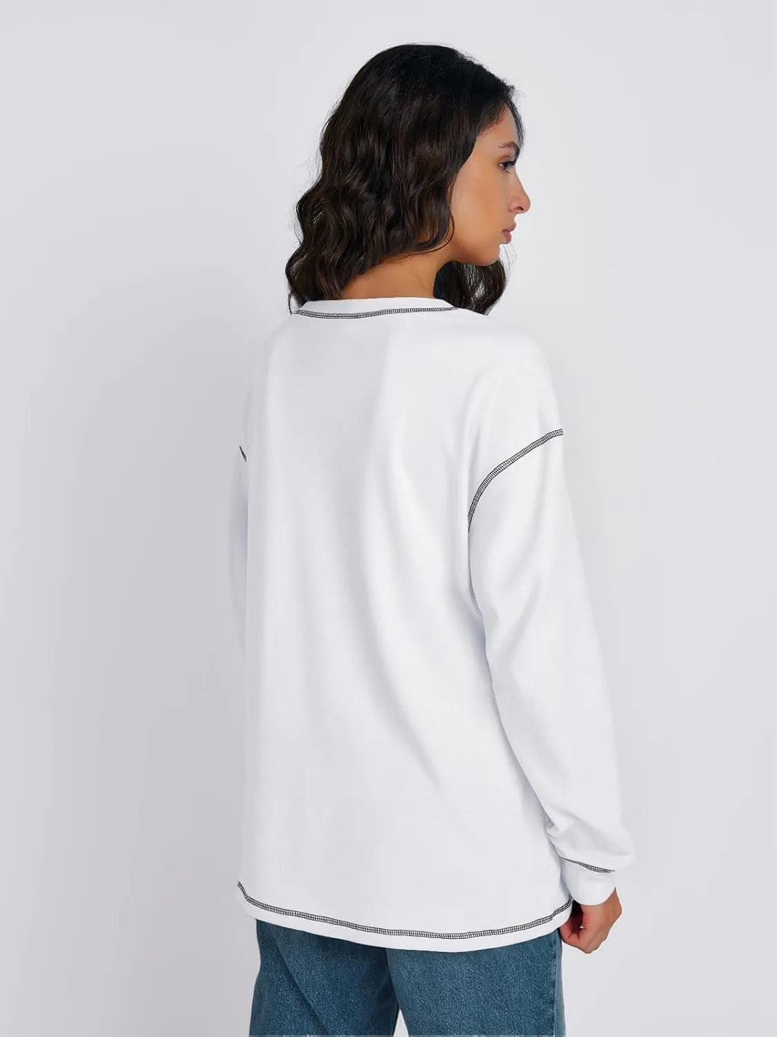 Trendy Queen Womens Crewneck Sweatshirts Long Sleeve Shirts Lightweight Sweaters Fall Tops Fashion Outfits 2025