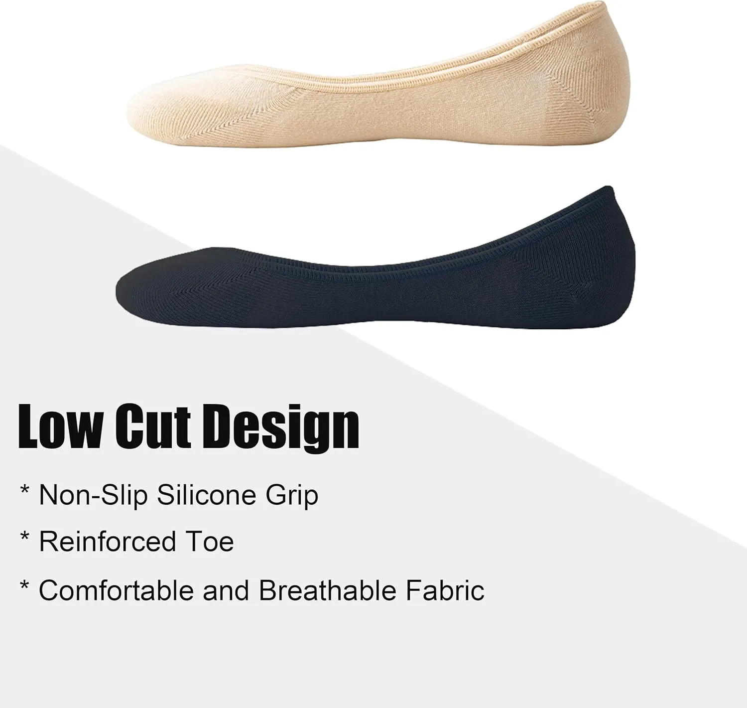 Ultra Low Cut No Show Liner Socks Women Cotton Non Slip Footies Hidden Invisible for Flats Lofers 4/6 Pairs
