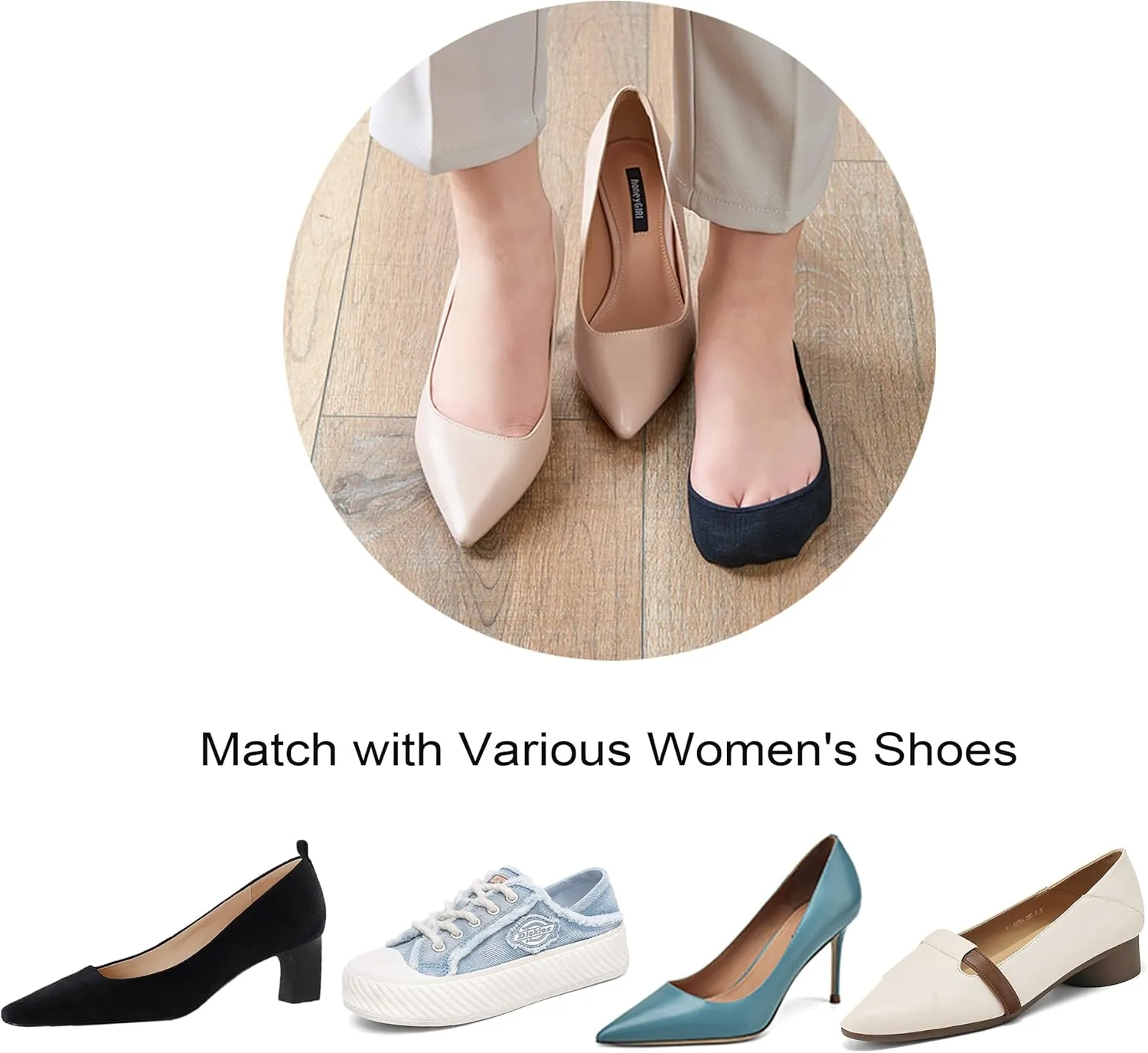 Ultra Low Cut No Show Liner Socks Women Cotton Non Slip Footies Hidden Invisible for Flats Lofers 4/6 Pairs