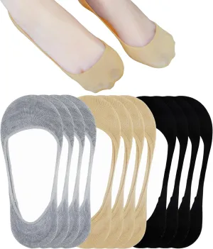 Ultra Low Cut No Show Liner Socks Women Cotton Non Slip Footies Hidden Invisible for Flats Lofers 4/6 Pairs