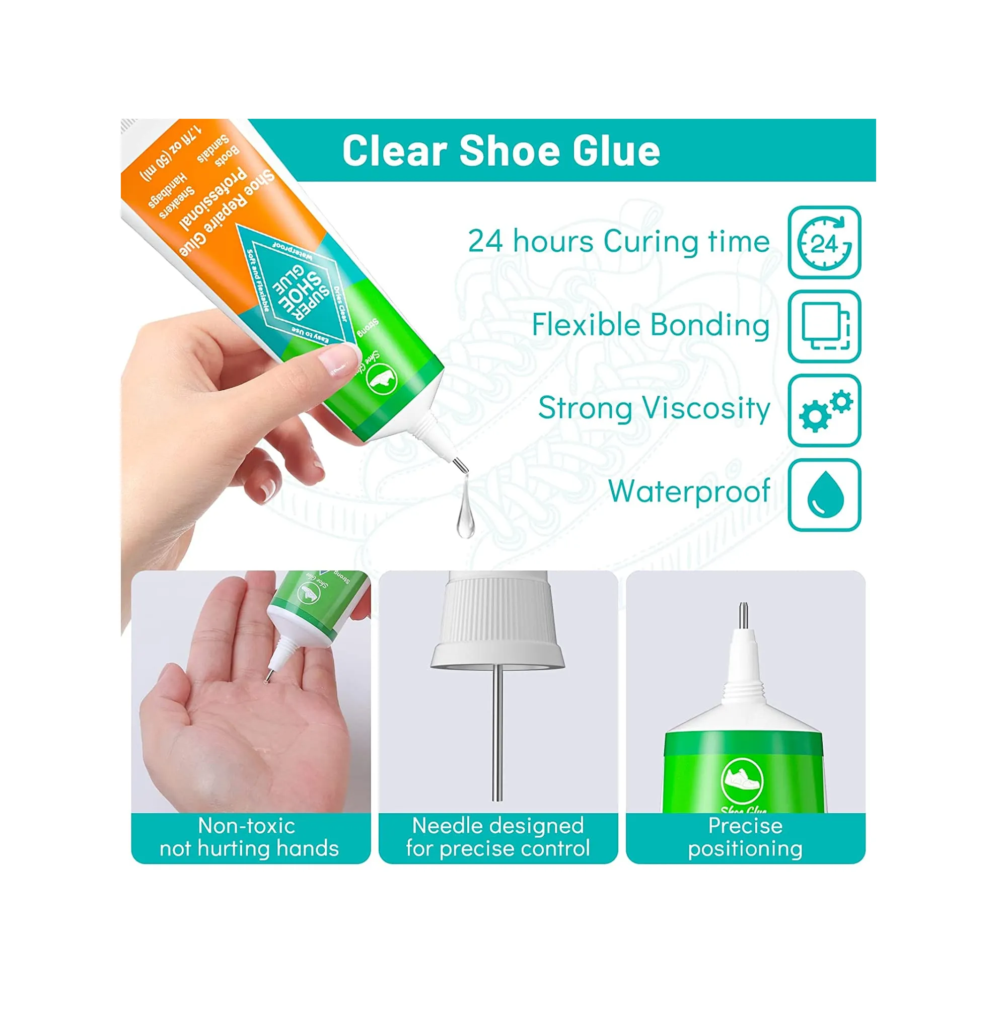Upgrade Shoes Glue Sole Repair Adhesive, Evatage Shoe Repair Glue Boot Glue Waterproof Sole Glue for Shoes with Tools for Fixing