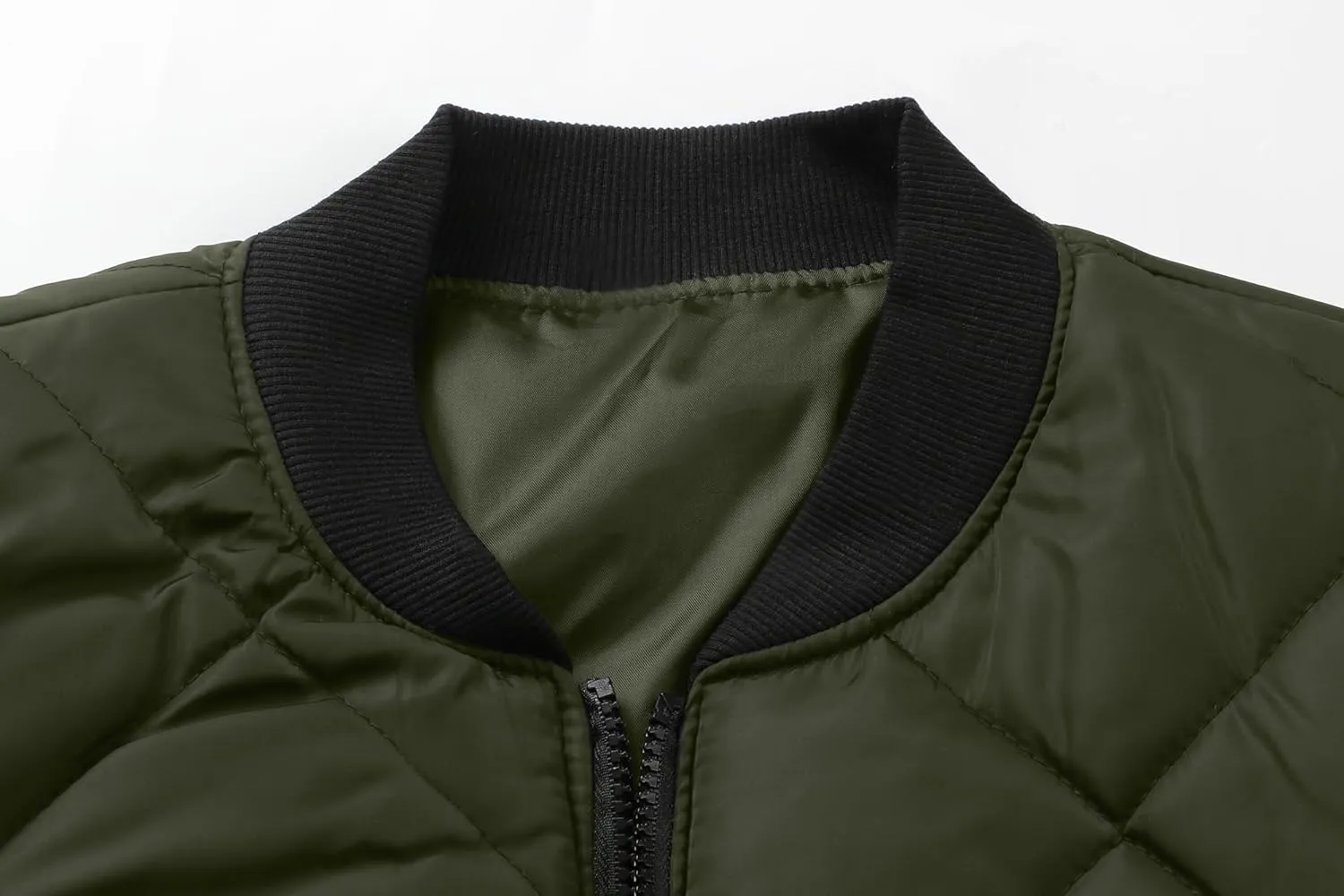 utcoco Mens Quilted Jacket Stand Collar Zip Up Casual Lightweight Down Jacket Winter Coat