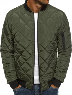 utcoco Mens Quilted Jacket Stand Collar Zip Up Casual Lightweight Down Jacket Winter Coat