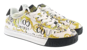 Versace Jeans Couture White Gold Baroque Print Fashion Everyday Sneakers-