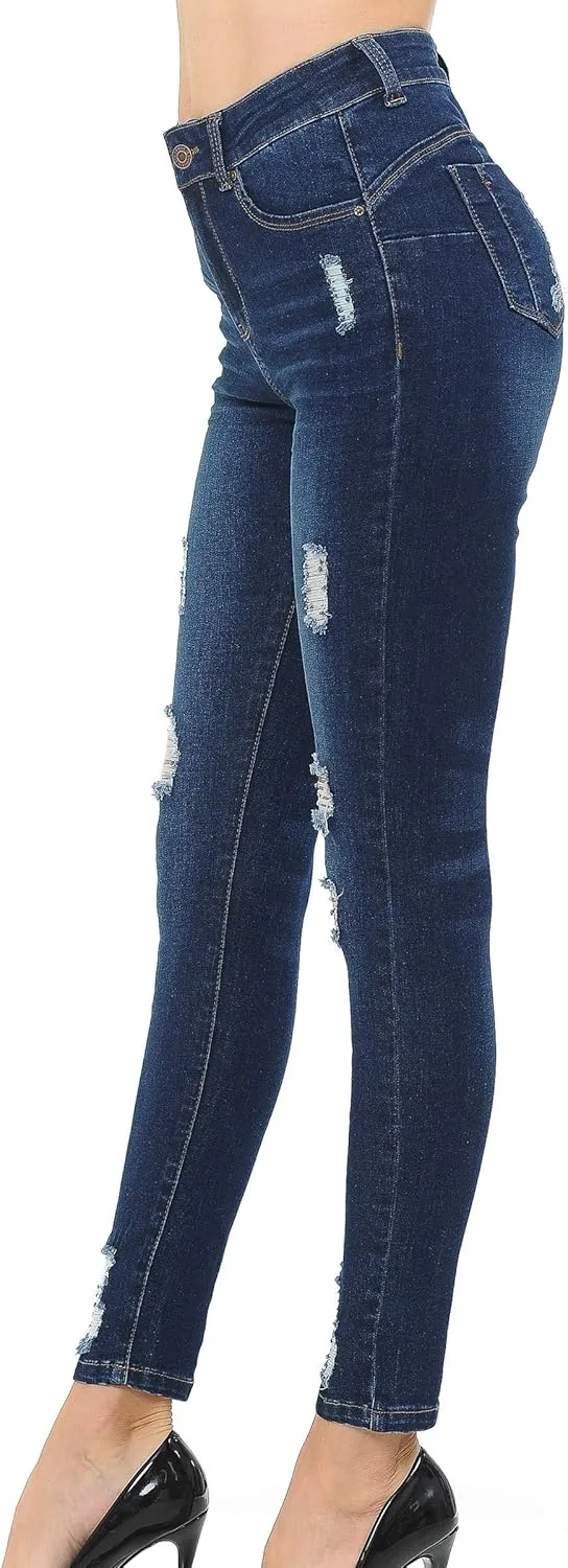 Wax Jean Denim Women's Juniors Push-Up High-Rise Skinny Jean in Fine Cotton Denim